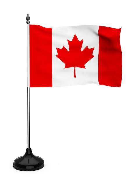 Vlag van canada met standaard op een witte achtergrond