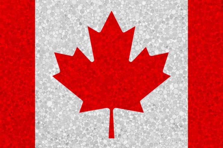 Foto vlag van canada op piepschuimtextuur
