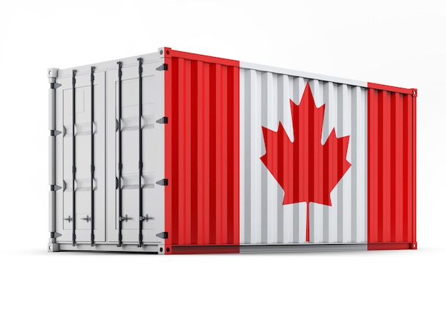 Vlag van Canada op verzendcontainer