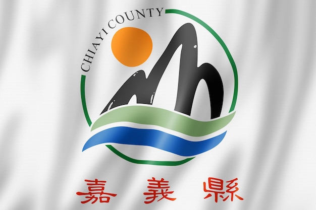Vlag van Chiayi County, China zwaaiende banner collectie. 3D illustratie