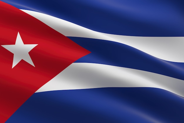 Vlag van cuba. 3d-afbeelding van de cubaanse vlag zwaaien