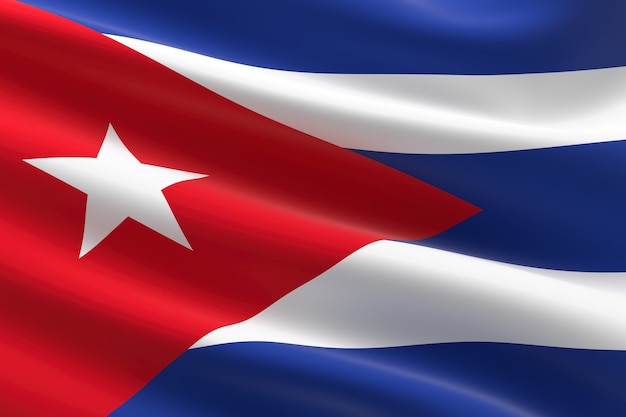 Vlag van Cuba. 3D-afbeelding van de Cubaanse vlag zwaaien.