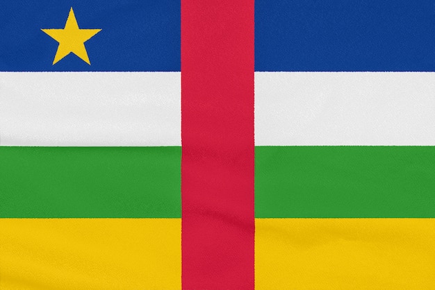 Vlag van de Centraal-Afrikaanse Republiek op geweven stof. Patriottisch symbool