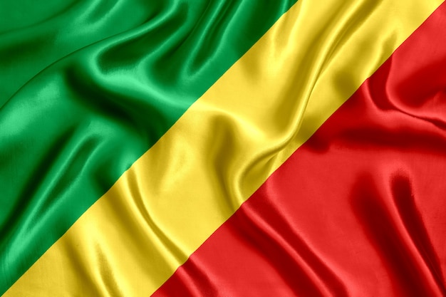Vlag van de Congo zijde close-up achtergrond