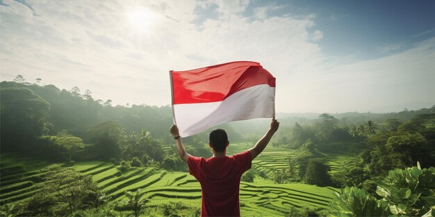 Foto vlag van de onafhankelijkheidsdag van indonesië