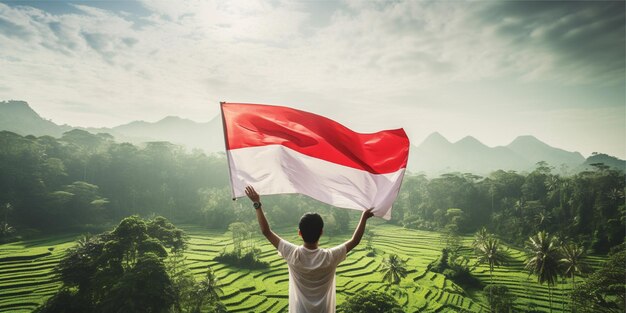 Foto vlag van de onafhankelijkheidsdag van indonesië