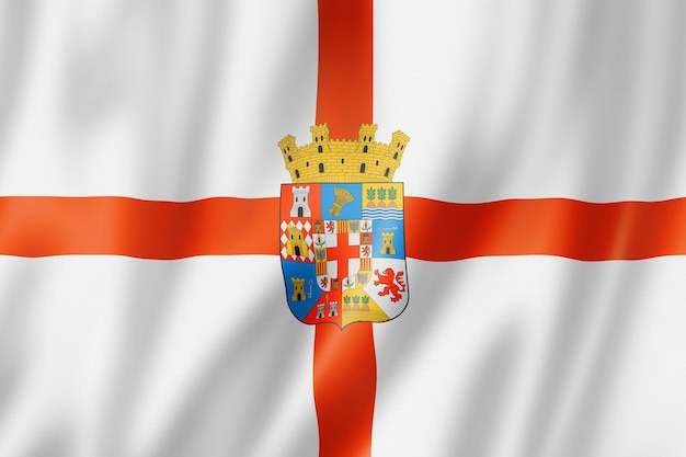Vlag van de provincie Almeria, Spanje zwaaiende banner collectie. 3D illustratie