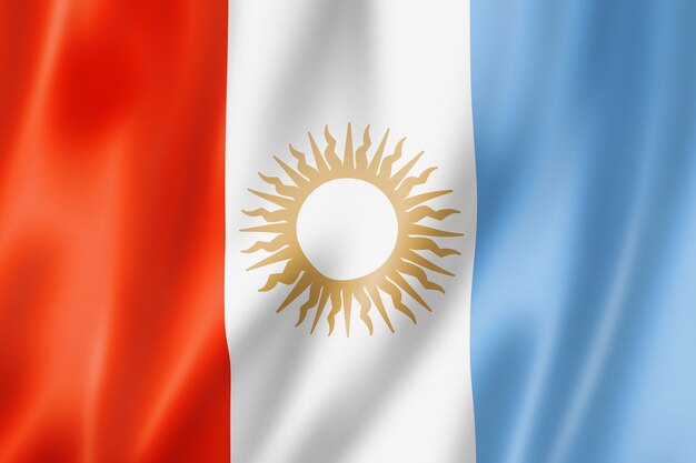 Vlag van de provincie Cordoba, Argentinië zwaaiende banner collectie. 3D illustratie