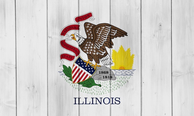Vlag van de staat Illinois USA op een gestructureerde achtergrond Concept collage