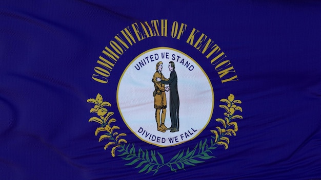 Vlag van de staat Kentucky van de Verenigde Staten zwaaien op wind 3d illustratie