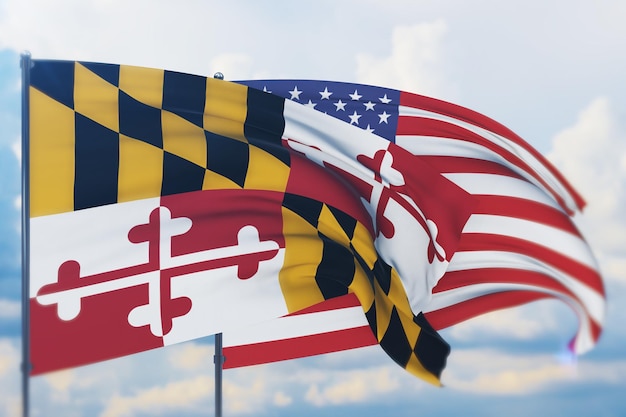 Vlag van de staat maryland d illustratie vlaggen van de amerikaanse staten en territoria