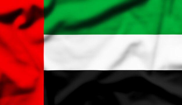 Foto vlag van de verenigde arabische emiraten zwaaien