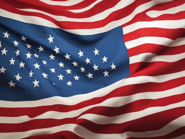 Vlag van de Verenigde Staten 3D Waving vlag ontwerp Het nationale symbool van de VS 3D rendering Het nationale symbole van Betsy Ross achtergrond behang Amerikaanse 3D lint behang patroon achtergrond