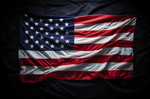 Vlag van de Verenigde Staten op zwarte achtergrond