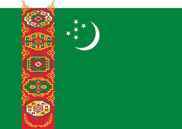 Foto vlag van de vlagnatie van turkmenistan