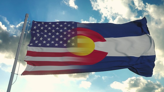 Vlag van de VS en de staat Colorado