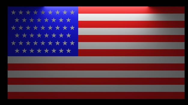 Vlag van de VS met toplicht 3D-rendering