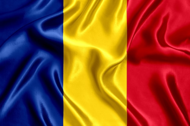 Vlag van de zijdeclose-up van Roemenië