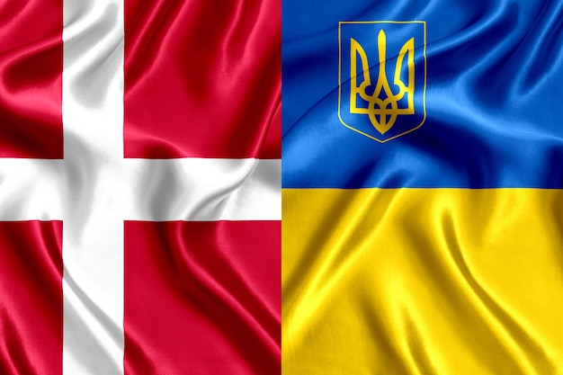 Vlag van Denemarken en Oekraïne