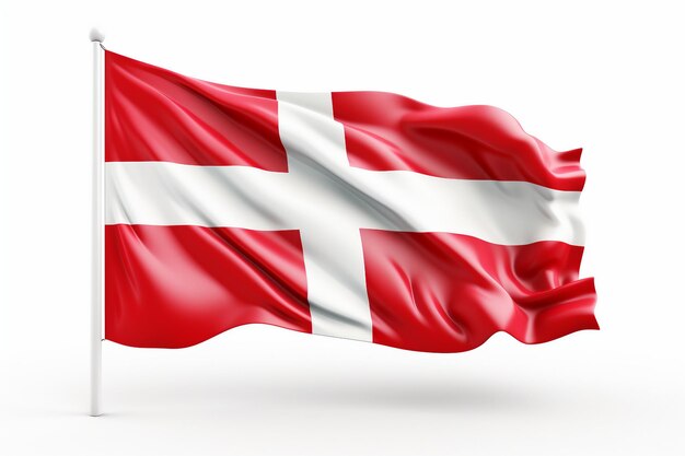 Vlag van Denemarken Isoleerde witte achtergrond Ai