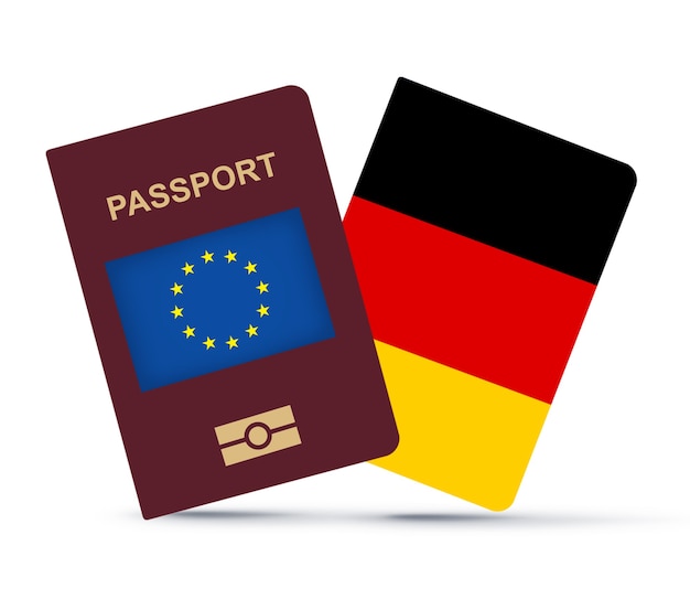 Vlag van Duitsland met paspoort