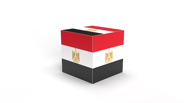 Vlag van Egypte op 3D-kubus, illustratie 3D, Egypte-ontwerp met geïsoleerde achtergrond