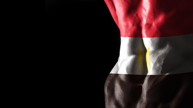 Vlag van Egypte op abs spieren nationale sporttraining, bodybuilding concept, zwarte achtergrond