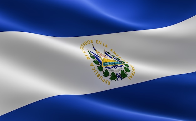 Vlag van El Salvador. 3D-afbeelding van de vlag van El Salvador.