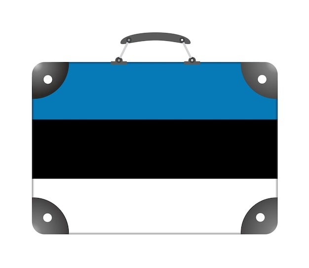 Vlag van Estland in de vorm van een reiskoffer op een witte achtergrond - afbeelding