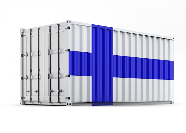 Vlag van Finland op verzendcontainer