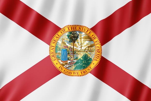 Vlag van Florida, Amerikaanse staat. 3D-afbeelding van de vlag van Florida vlaggen.