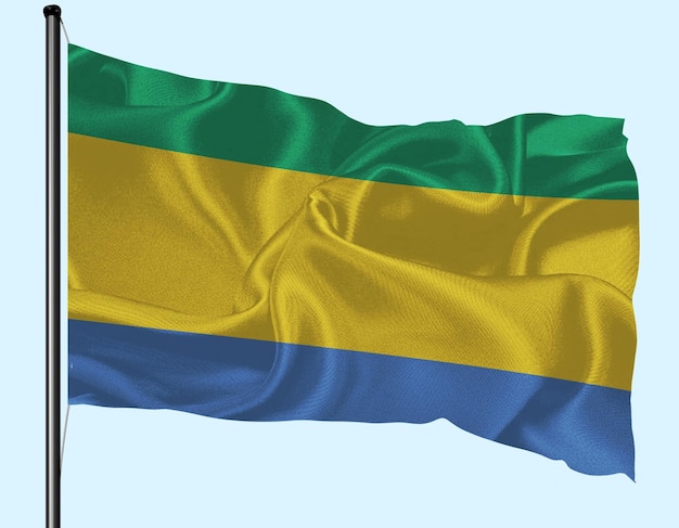 Vlag van Gabon die door de wind met de paal zwaait