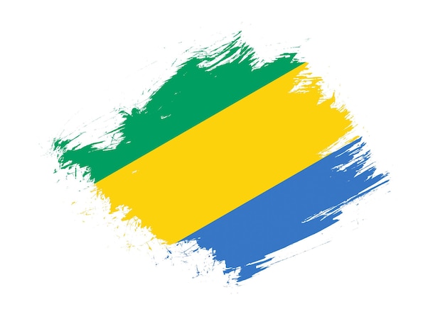 Vlag van Gabon met abstract verfborsteltextuureffect op witte achtergrond
