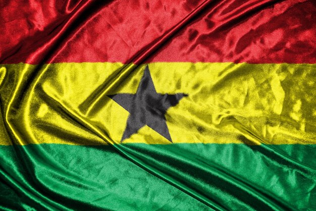 Vlag van Ghana Satijnen Vlag Golvende Stof Textuur van de Vlag