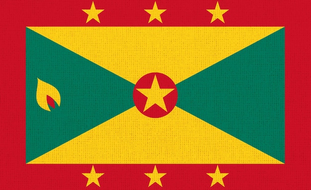 Vlag van Grenada Nationale vlag van Grenada op stof oppervlak Grenada nationale vlag op gestructureerde achtergrond Stof Textuur Eiland land