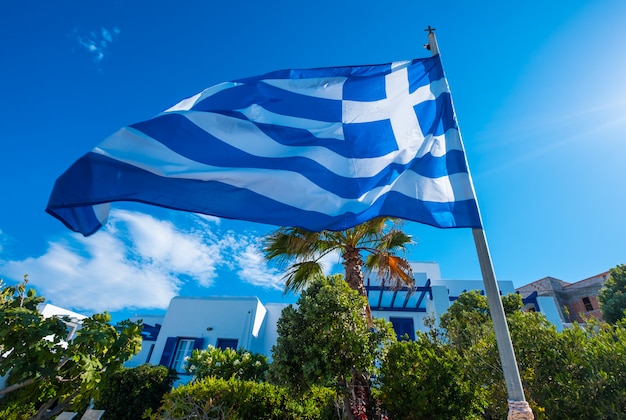 Vlag van Griekenland op vlaggenmast