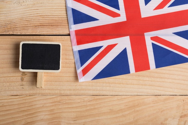 Vlag van Groot-Brittannië en leeg bord