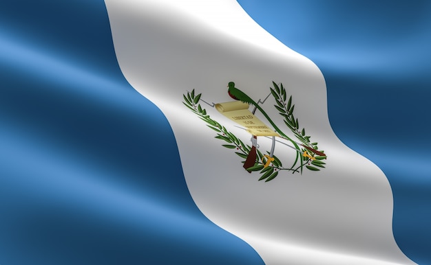Vlag van Guatemala. 3D-afbeelding van de vlag van Guatemala golven.