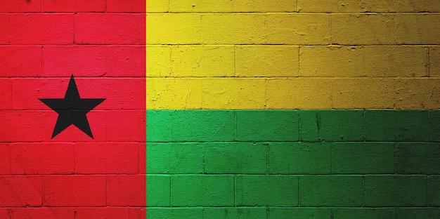 Vlag van Guinee-Bissau geschilderd op een muur
