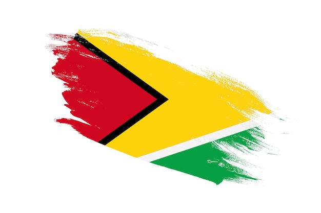 Vlag van Guyana met slagpenseel geschilderde effecten op geïsoleerde witte achtergrond