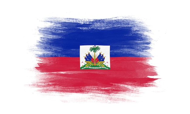 Vlag van Haïti met penseelstreek nationale vlag