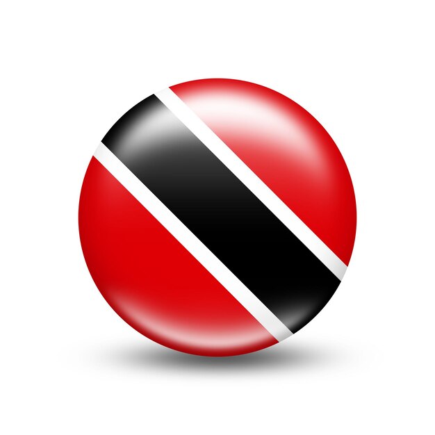 Vlag van het land van Trinidad en Tobago in bol met witte schaduw - illustratie