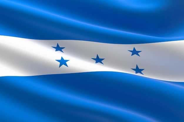 Vlag van Honduras. 3D-afbeelding van de vlag van Honduras zwaaien.