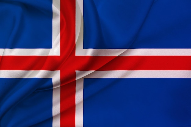 Vlag van IJsland 3d illustratie van de zwaaiende vlag van IJsland