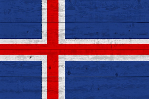 Vlag van IJsland geschilderd op oude houten plank