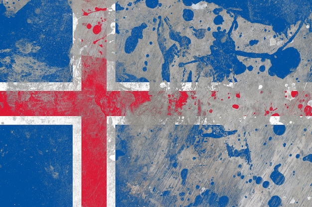 Vlag van IJsland op gekraste oude grunge textuur achtergrond