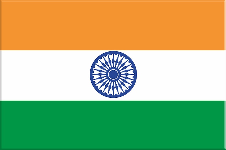 Foto vlag van india nationale indiase vlag op stofoppervlak staatssymbool van india