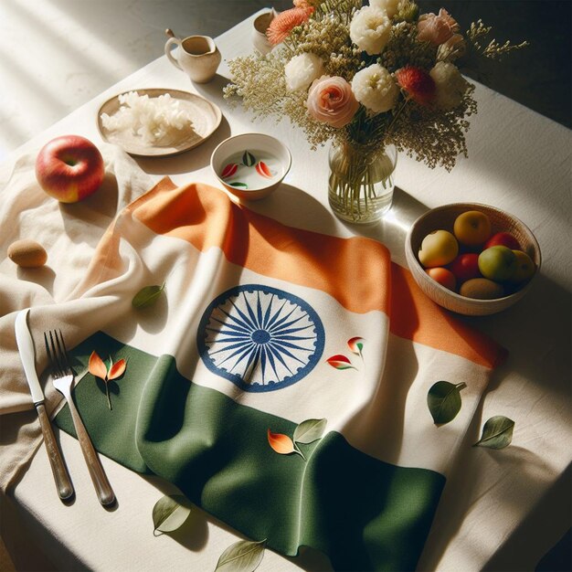 vlag van India op een tafel