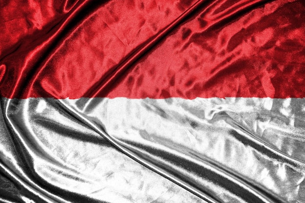 Vlag van Indonesië Satijnen Vlag Golvende Stof Textuur van de Vlag