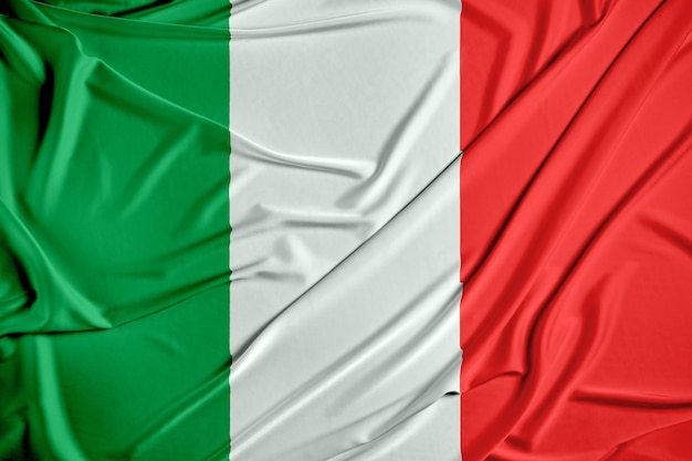 Vlag van Italië die in de wind waait Volledige pagina Italiaanse vliegende vlag 3D-illustratie